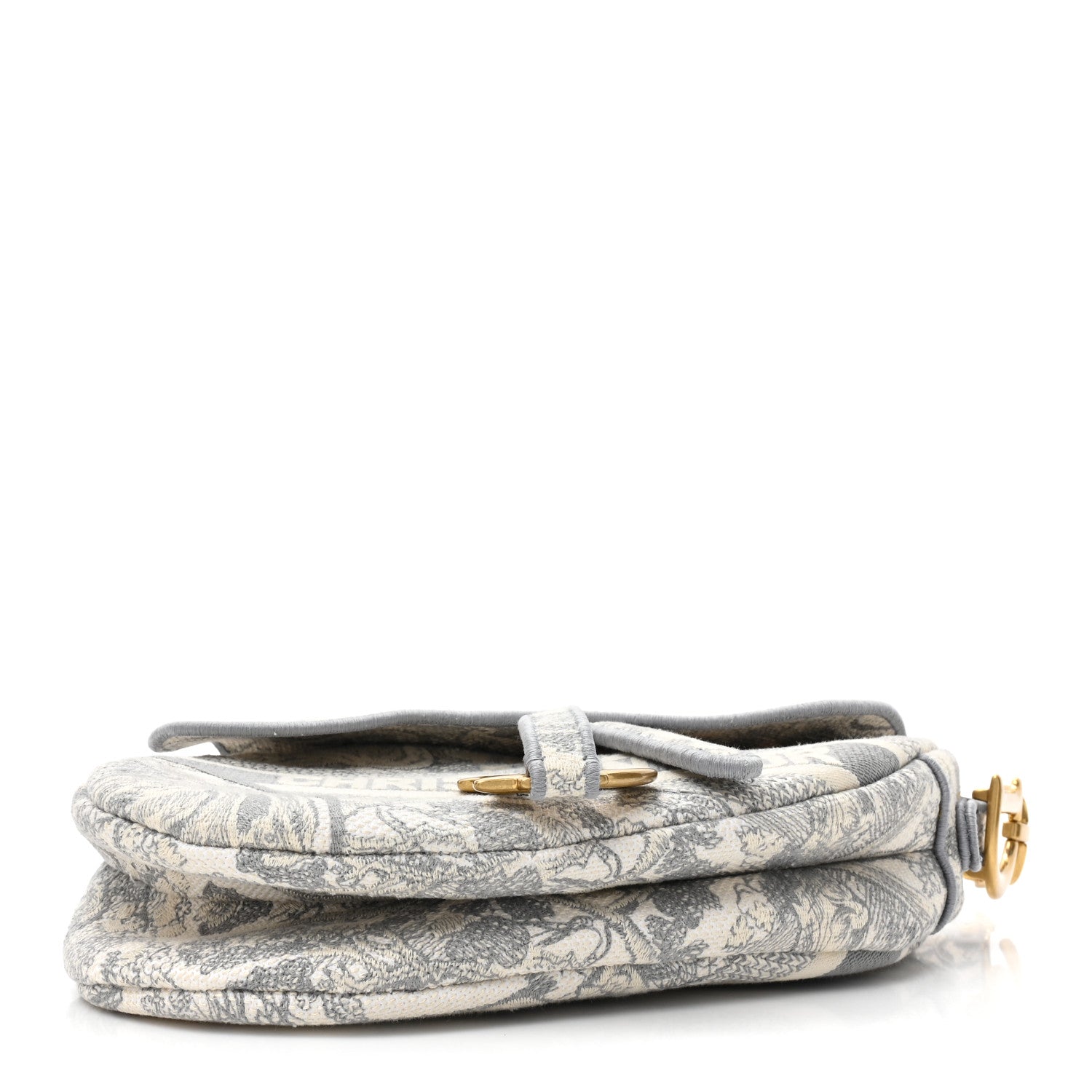 Christian Dior Canvas Embroidered Toile de Jouy Saddle Bag Gray 5 of 10