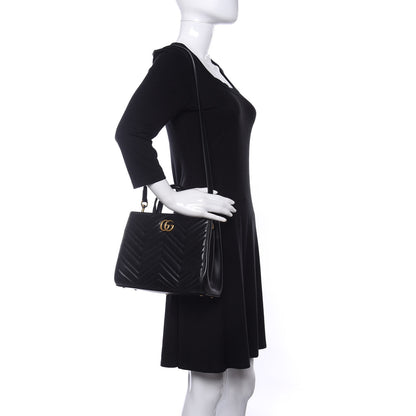 Gucci Calfskin Matelasse Small GG Marmont Tote Black 2 of 9