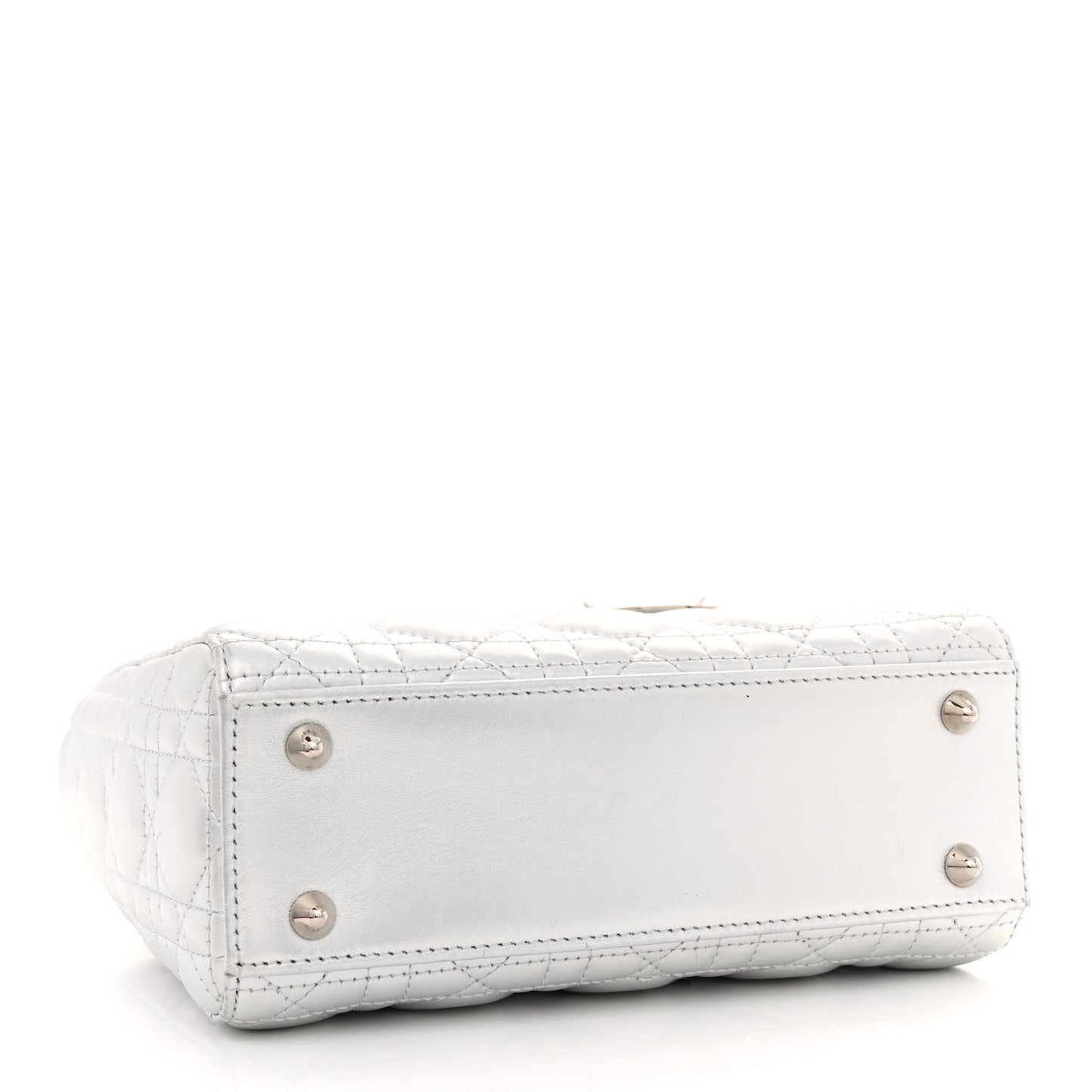 Metallic Lambskin Cannage Small My ABCDior Lady Dior Silver