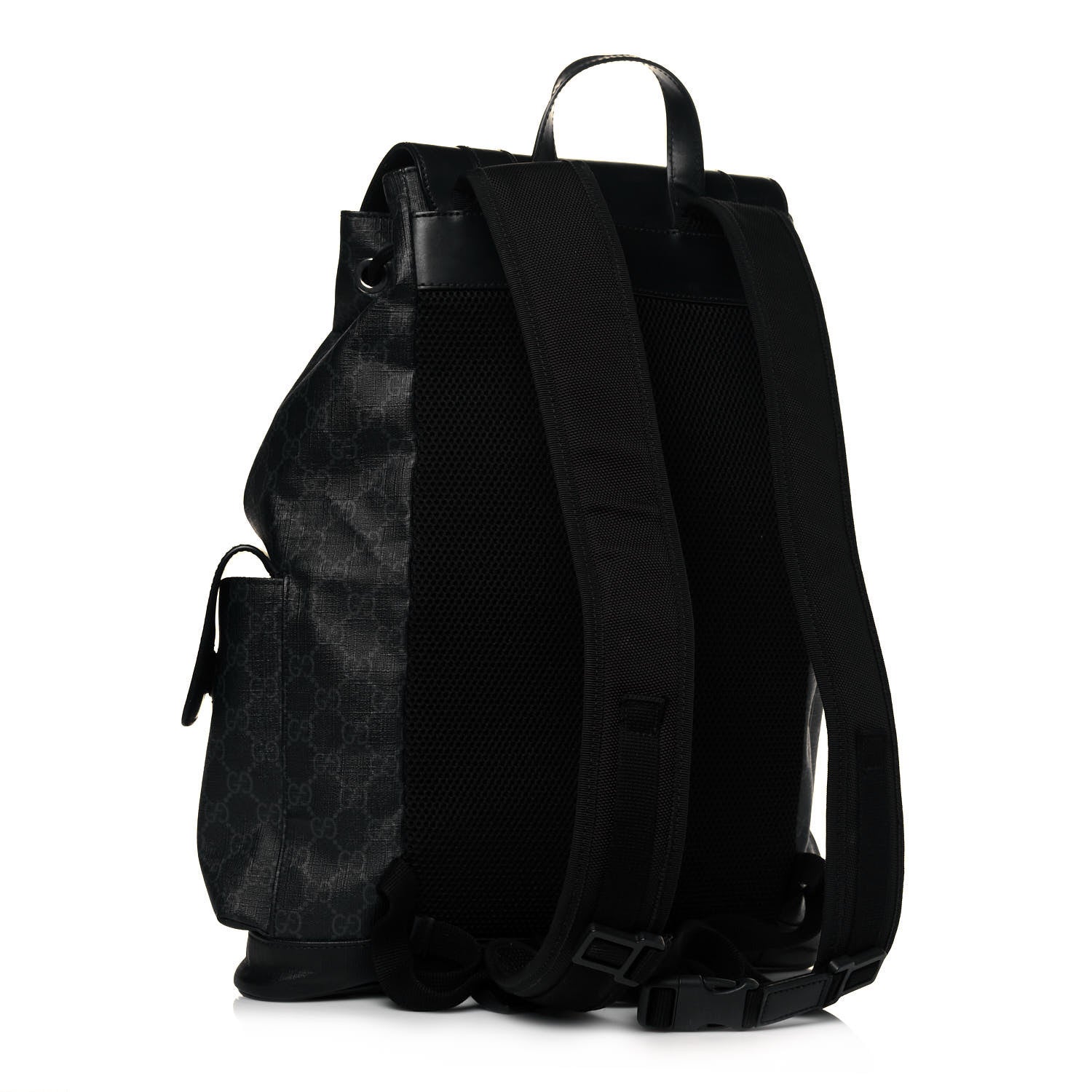 Gucci Soft GG Supreme Monogram Appia Calfskin Web Double Buckle Backpack Black 3 of 15