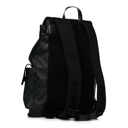 Gucci Soft GG Supreme Monogram Appia Calfskin Web Double Buckle Backpack Black 3 of 15