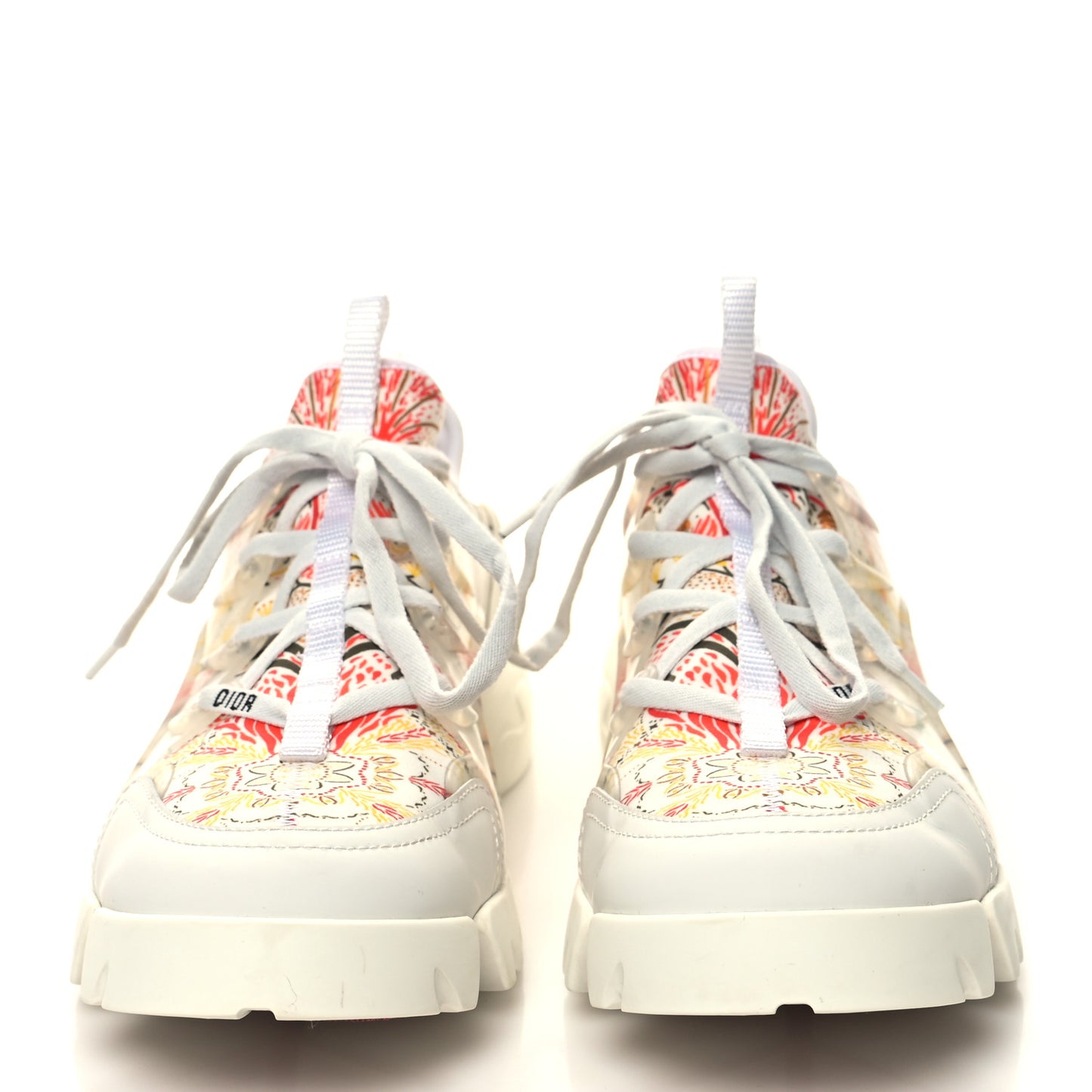 Neoprene Rubber Print Womens D-Connect Sneakers 39 White Red Multicolor