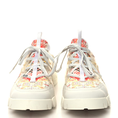 Christian Dior Neoprene Rubber Print Womens D-Connect Sneakers 39 White Red Multicolor 2 of 8
