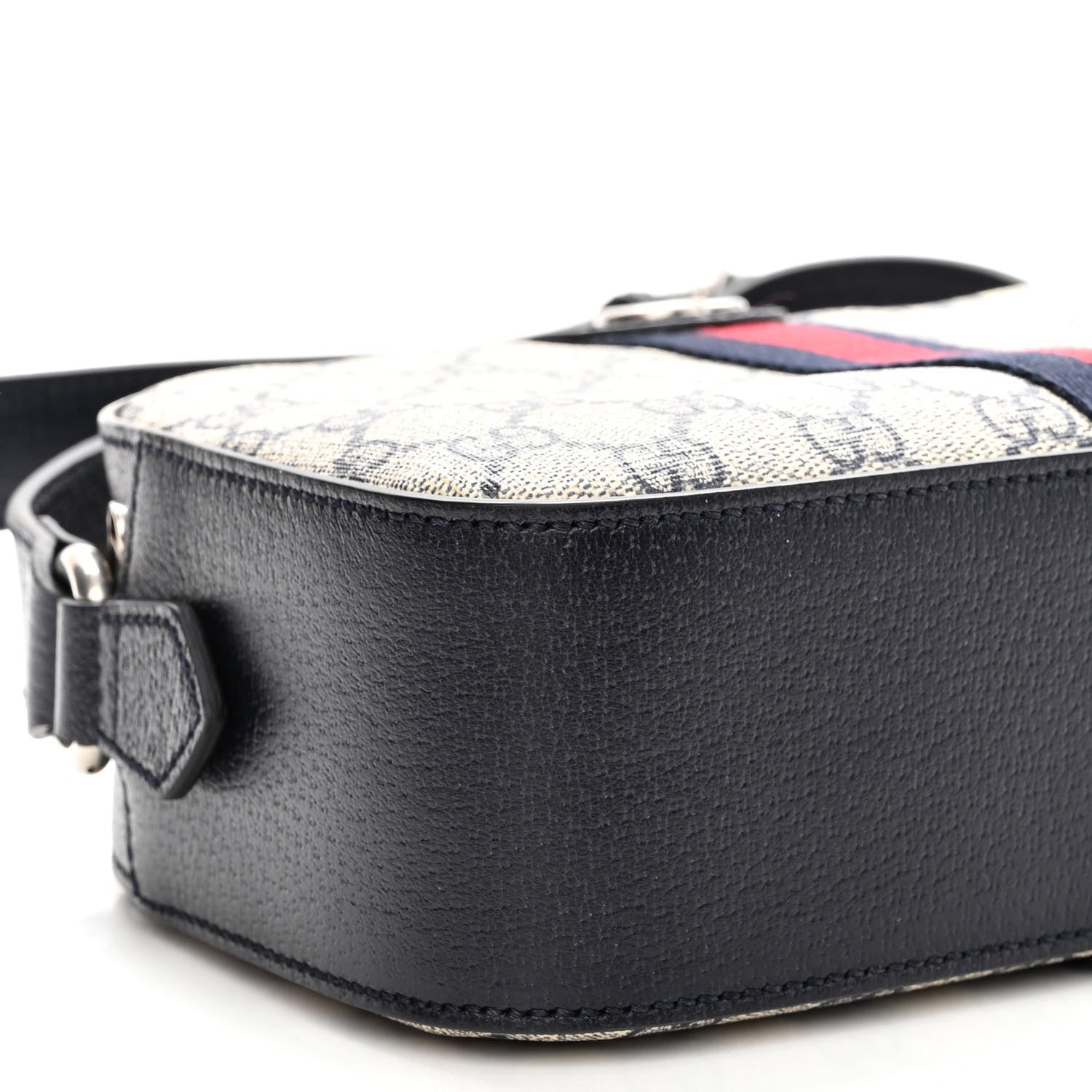 Gucci GG Supreme Monogram Textured Dollar Calfskin Web Small Ophidia Camera Bag Beige Blue 8 of 9