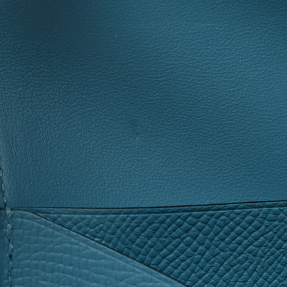Hermes Epsom Enamel Constance Compact Passant Wallet Bleu du Nord Rouge de Coeur 7 of 8