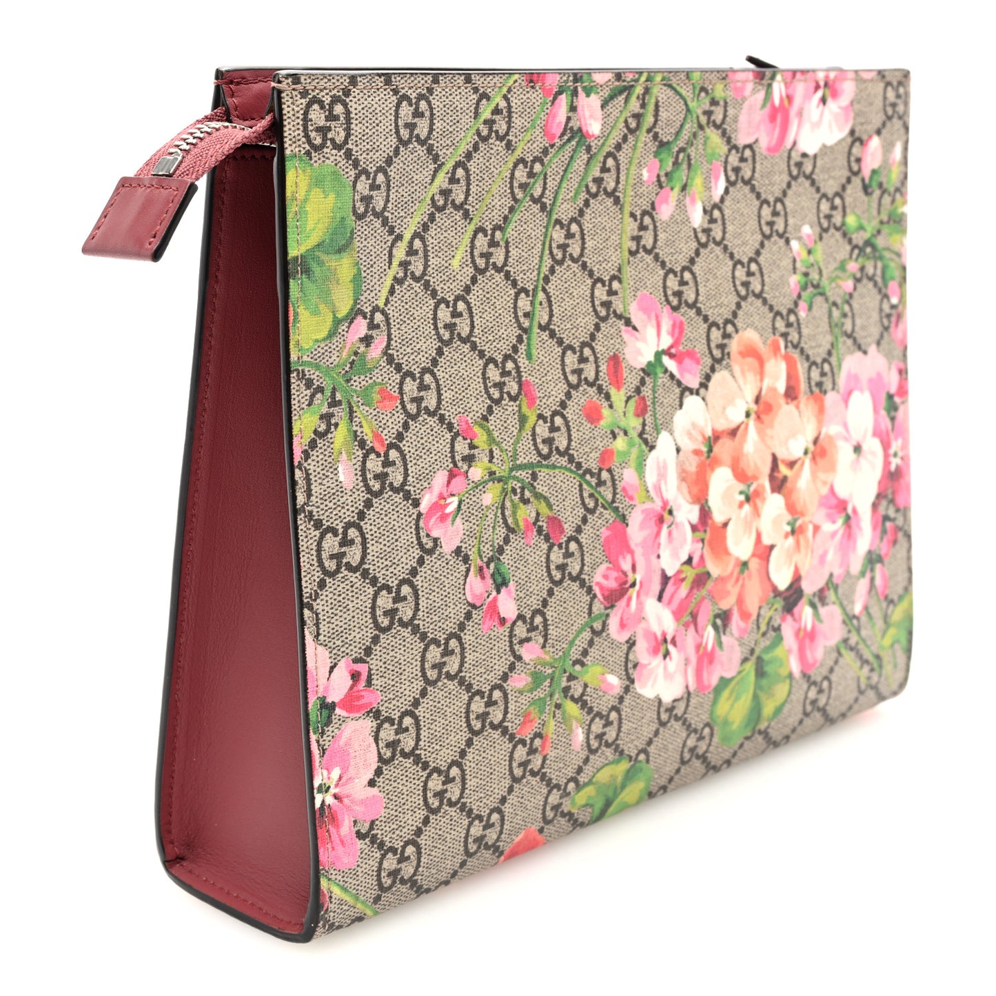 GG Supreme Monogram Blooms Large Cosmetic Case Beige Multicolor Dry Rose