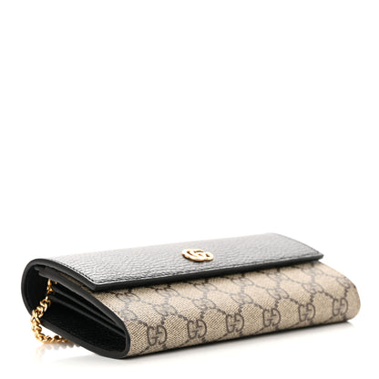 Gucci Dollar Calfskin GG Supreme Monogram Petite GG Marmont Wallet Chain Bag Black Beige Ebony 4 of 12