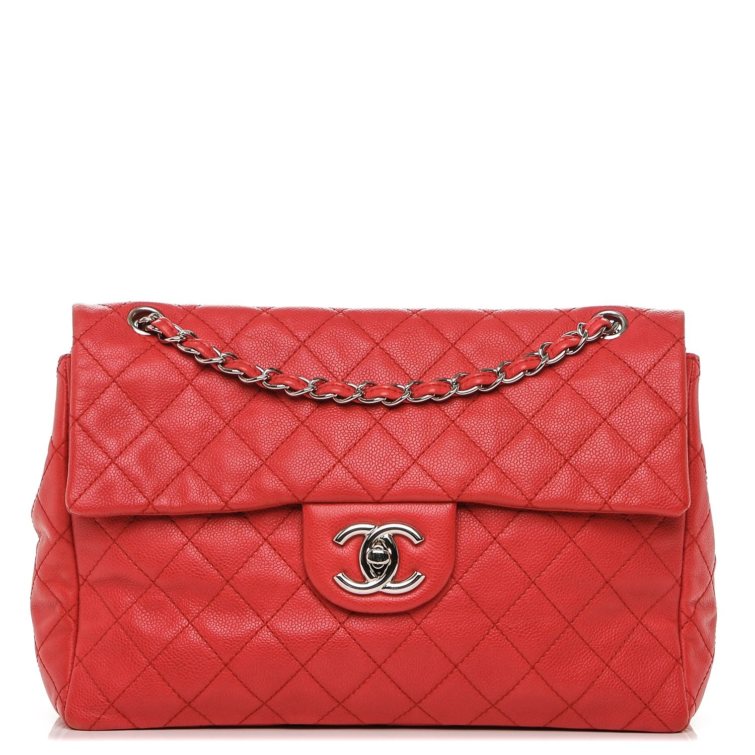 Chanel Washed Caviar Quilted Maxi Single Flap Fuchsia 1 of 7
