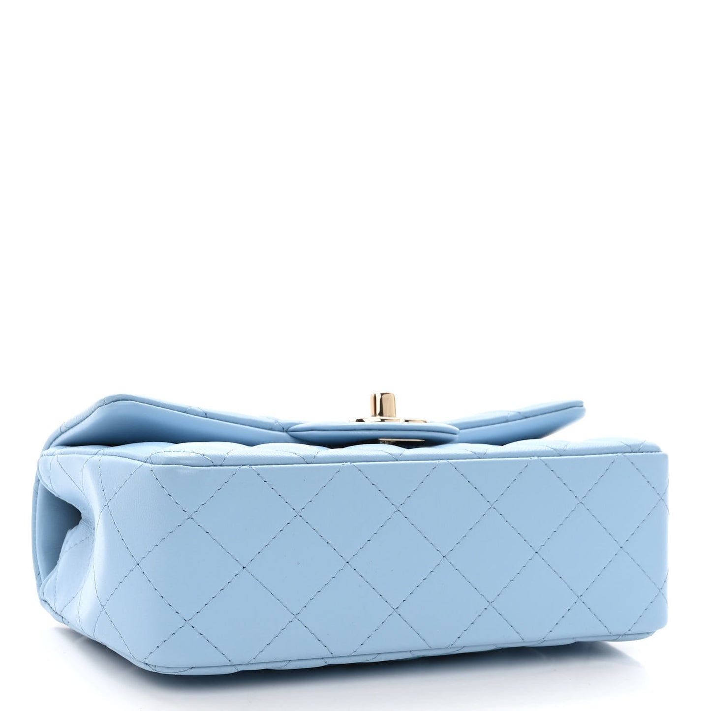 Lambskin Quilted Mini Rectangular Flap Light Blue