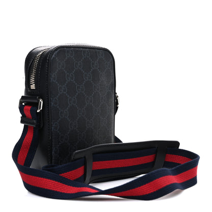 Gucci GG Supreme Monogram Appia Calfskin Web Small Camera Messenger Bag Black Grey 3 of 10