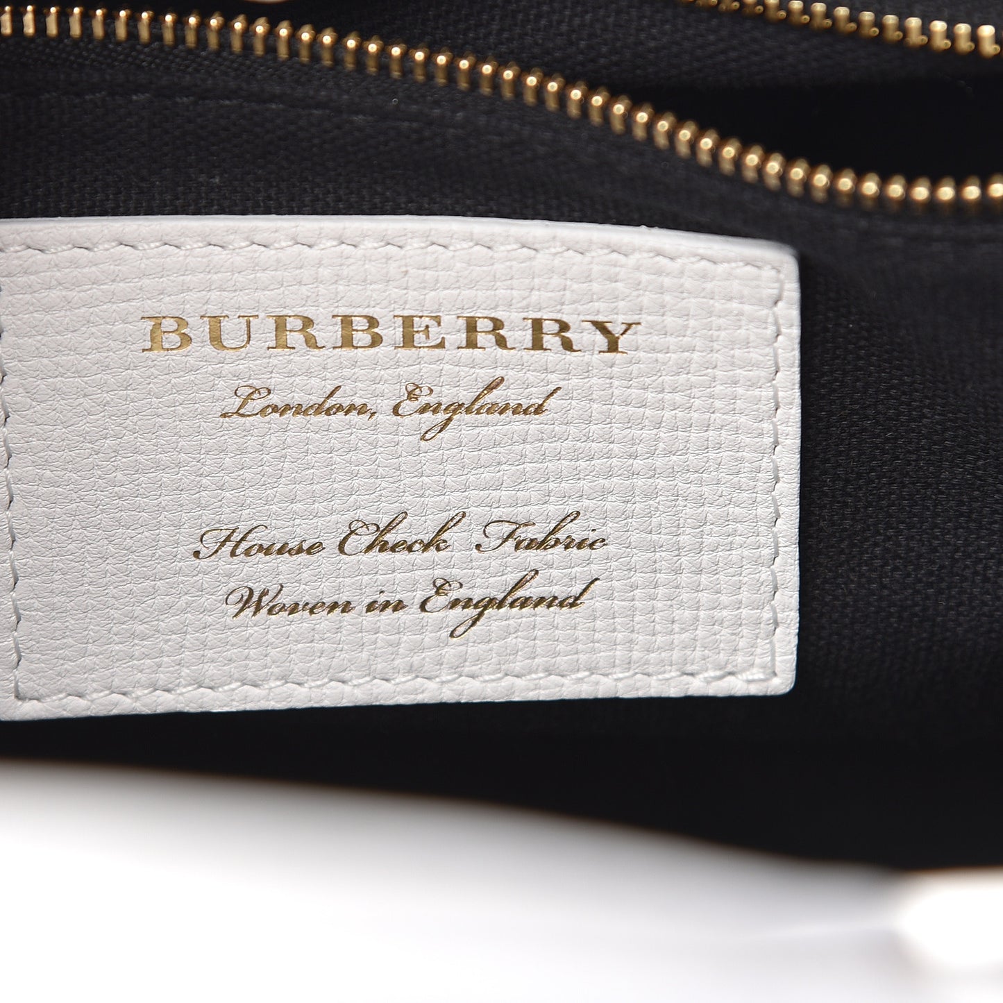 Grainy Calfskin House Check Small Banner Tote Chalk White