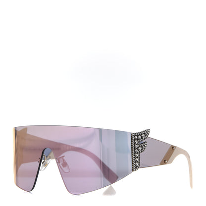 Fendi Mirrored Crystal Embellished FFreedom Shield Sunglasses FF 0382/S Pink 1 of 9