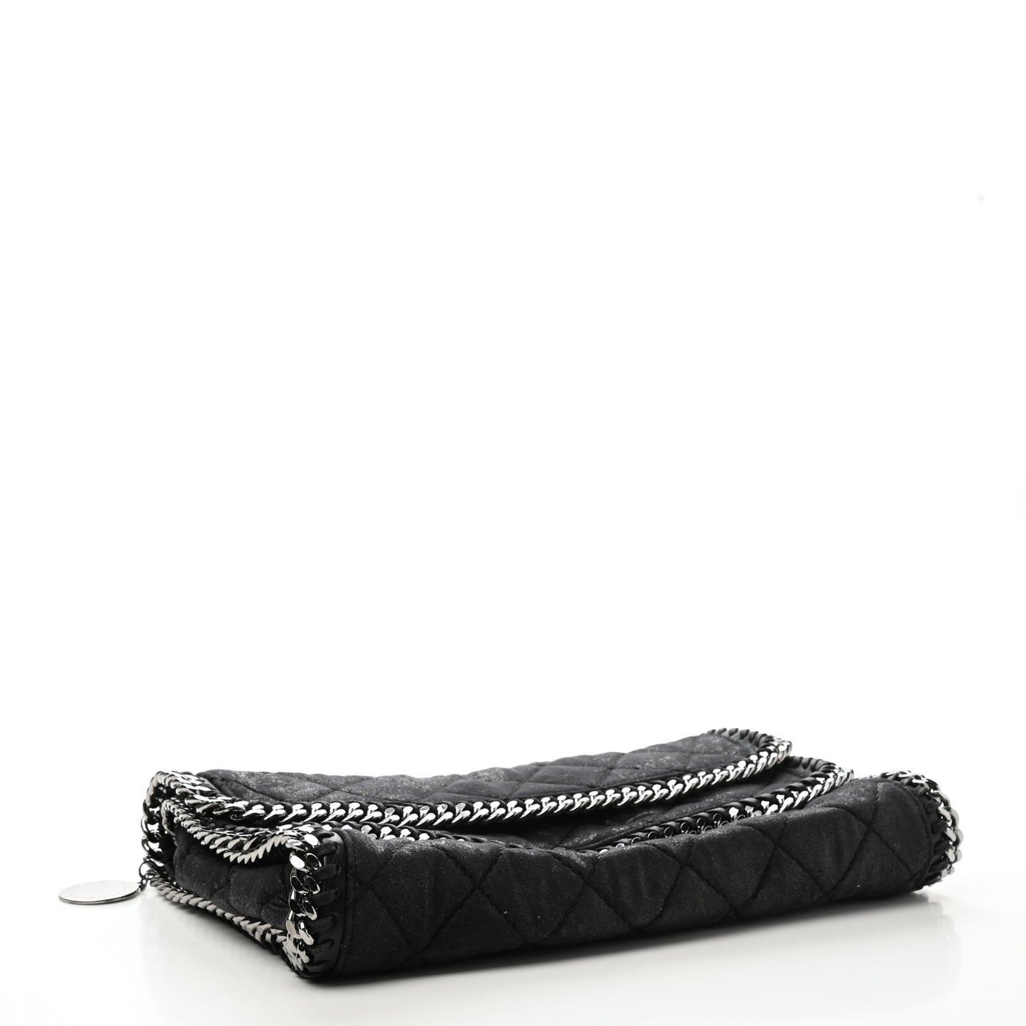 Shaggy Deer Quilted Falabella Fold Over Clutch Black