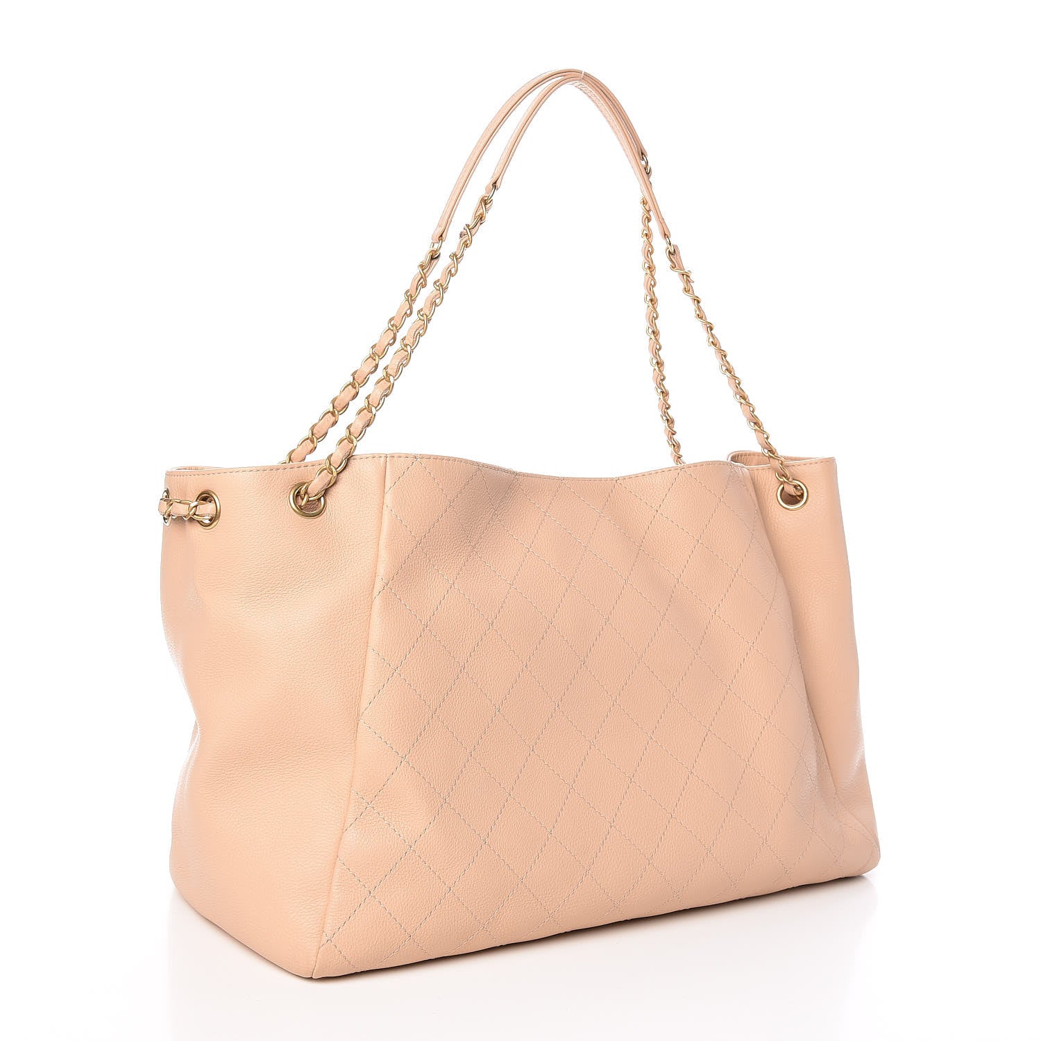 Chanel Grained Calfskin Stitched Supple Rock Shopping Tote Beige 3 of 10