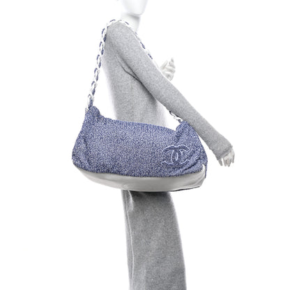 Chanel Terry Cotton Resin Chain Fizzy Hobo Blue White 2 of 12