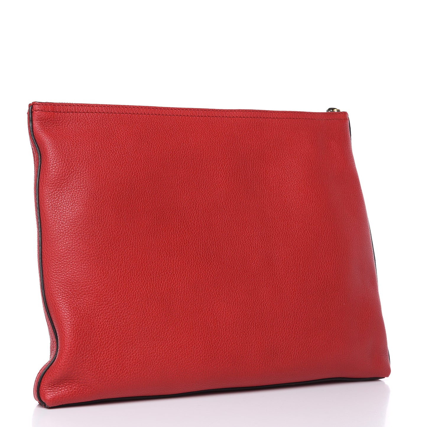 Pebbled Calfskin Medium Logo Portfolio Clutch Hibiscus Red