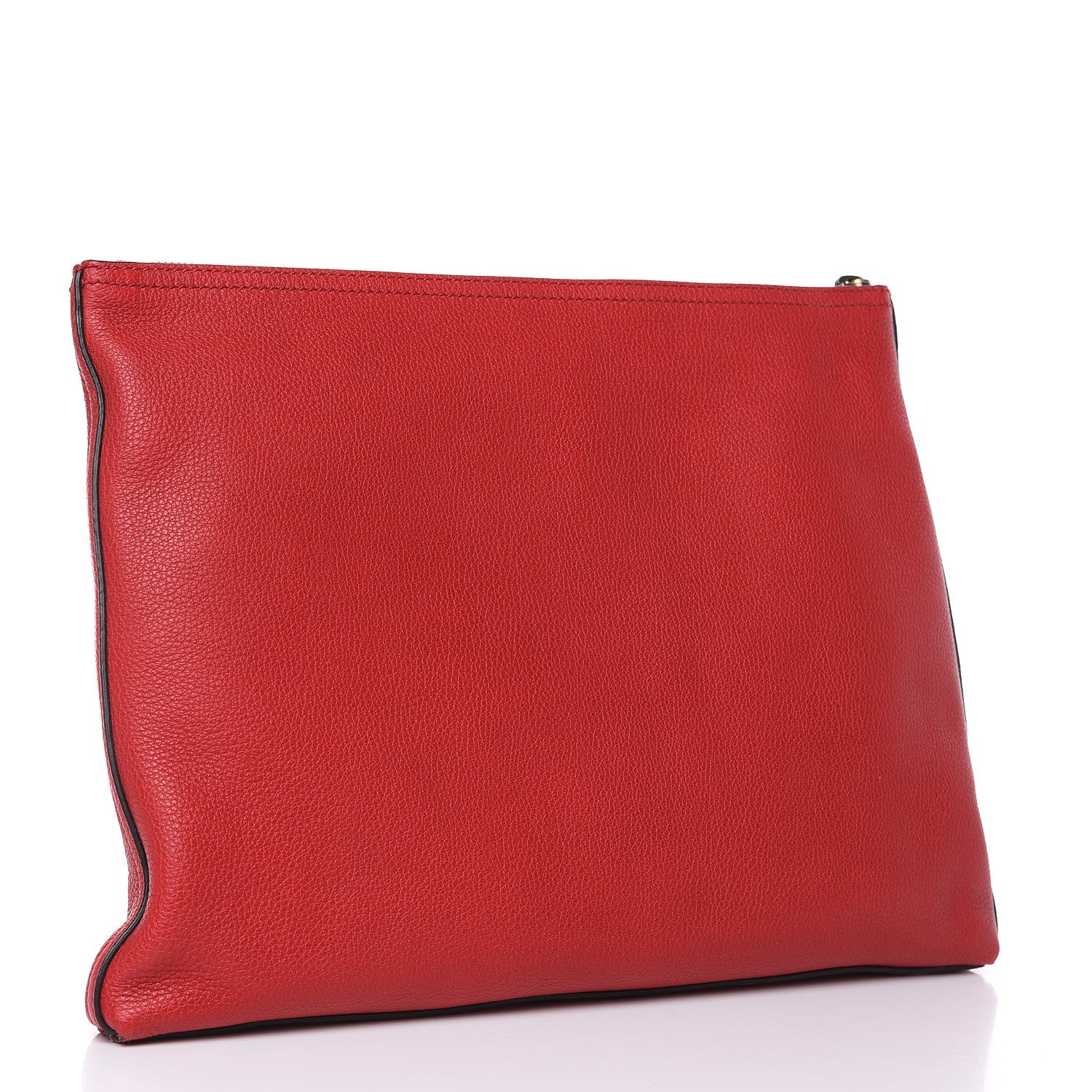 Gucci Pebbled Calfskin Medium Logo Portfolio Clutch Hibiscus Red 3 of 9