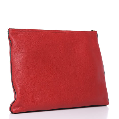 Gucci Pebbled Calfskin Medium Logo Portfolio Clutch Hibiscus Red 3 of 9