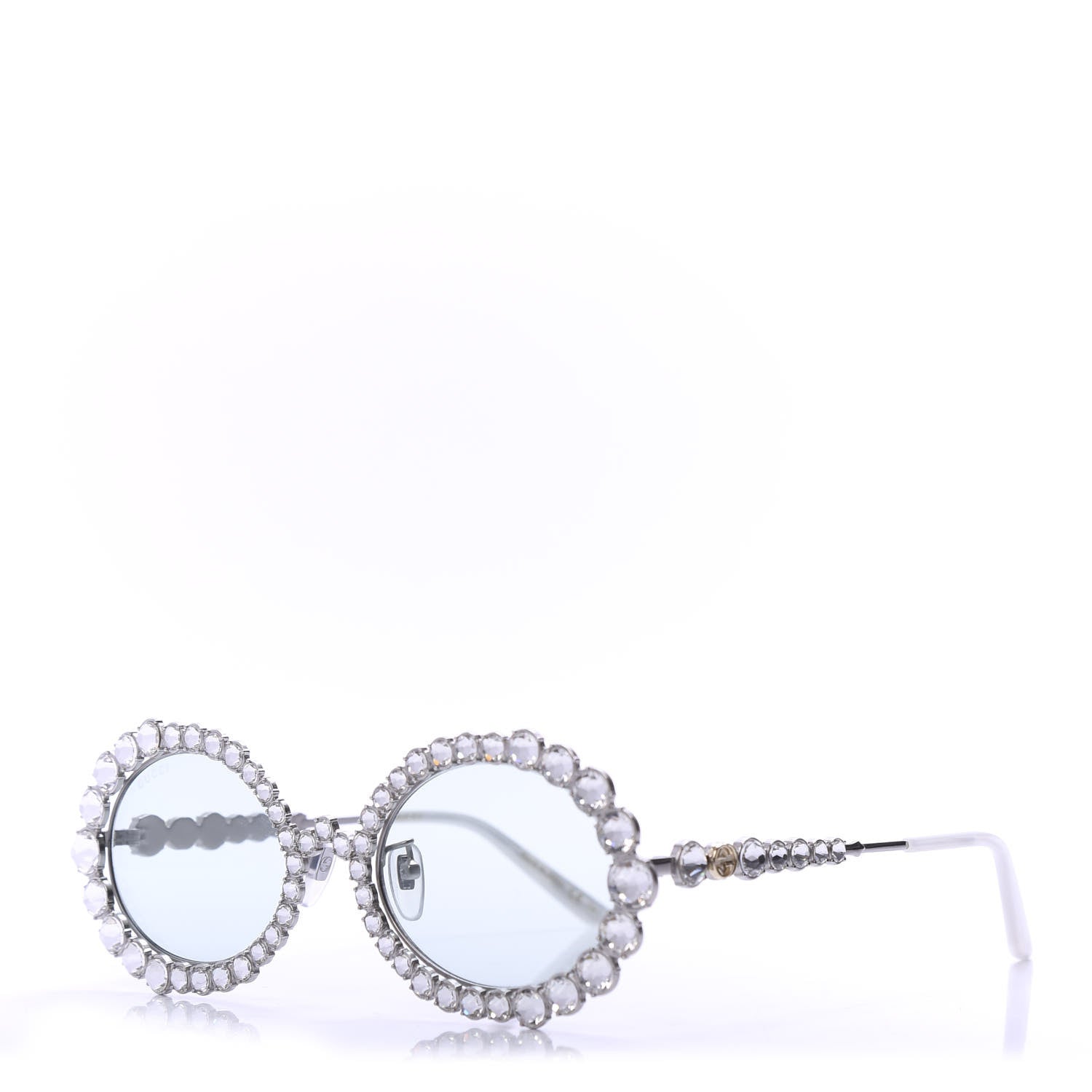 Gucci Crystal Oval Sunglasses GG0620S Silver 1 of 7