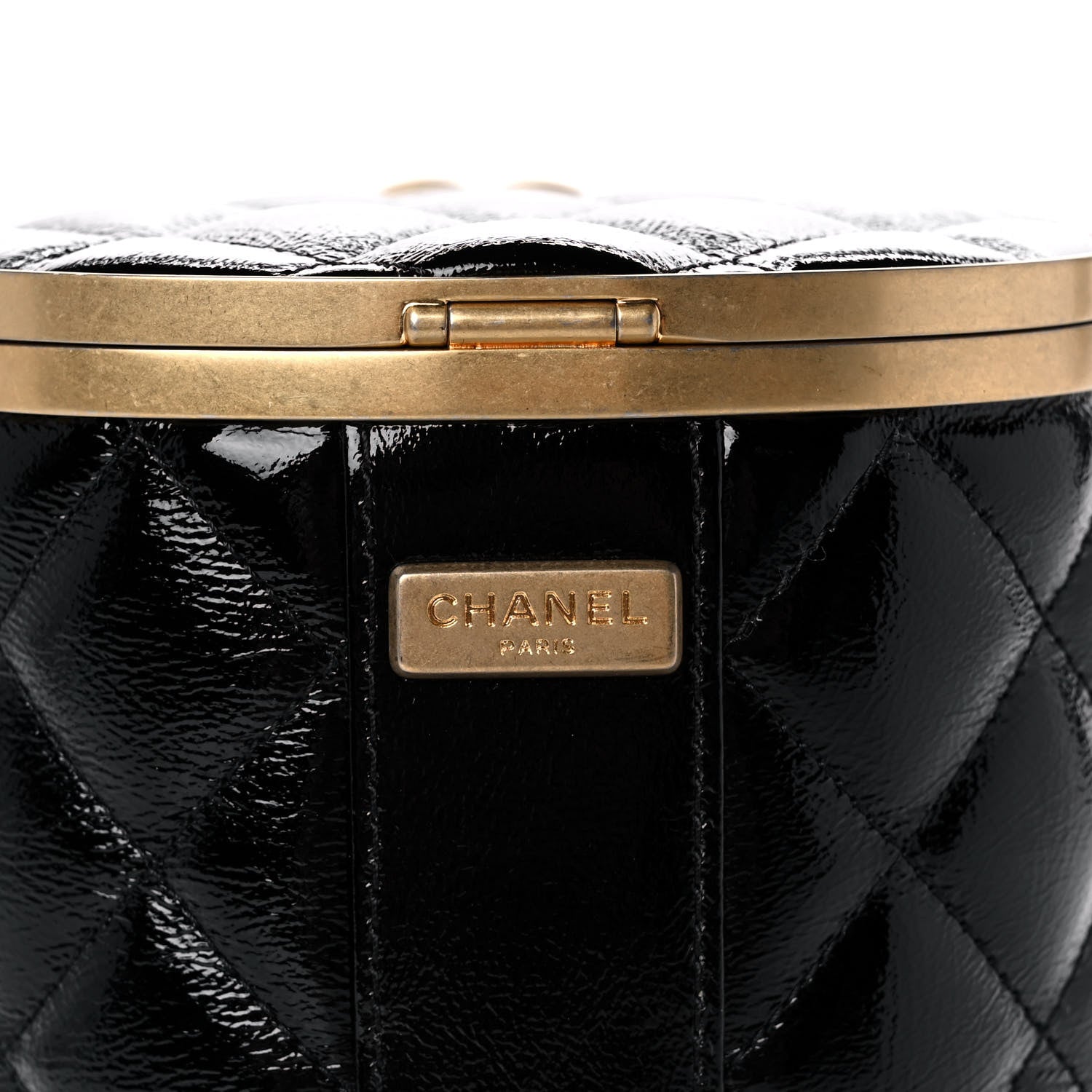Chanel Distressed Patent Quilted Crown Box Bag Black 9 of 11