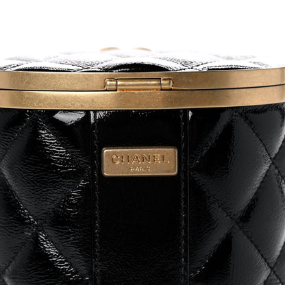 Chanel Distressed Patent Quilted Crown Box Bag Black 9 of 11