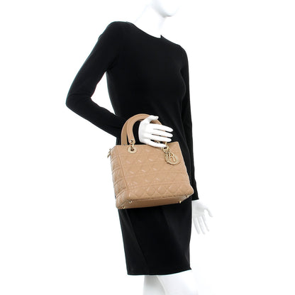 Christian Dior Lambskin Cannage Medium Lady Dior Beige 3 of 12