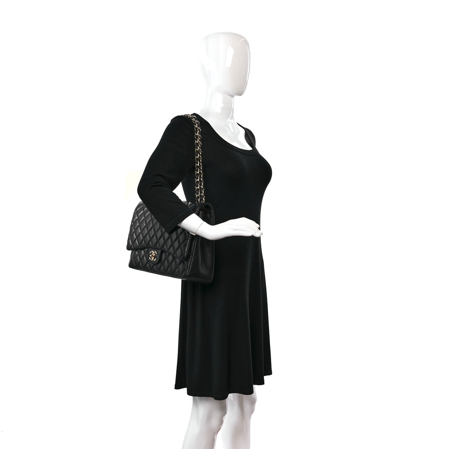 Chanel Lambskin Quilted Maxi Double Flap Black 2 of 9