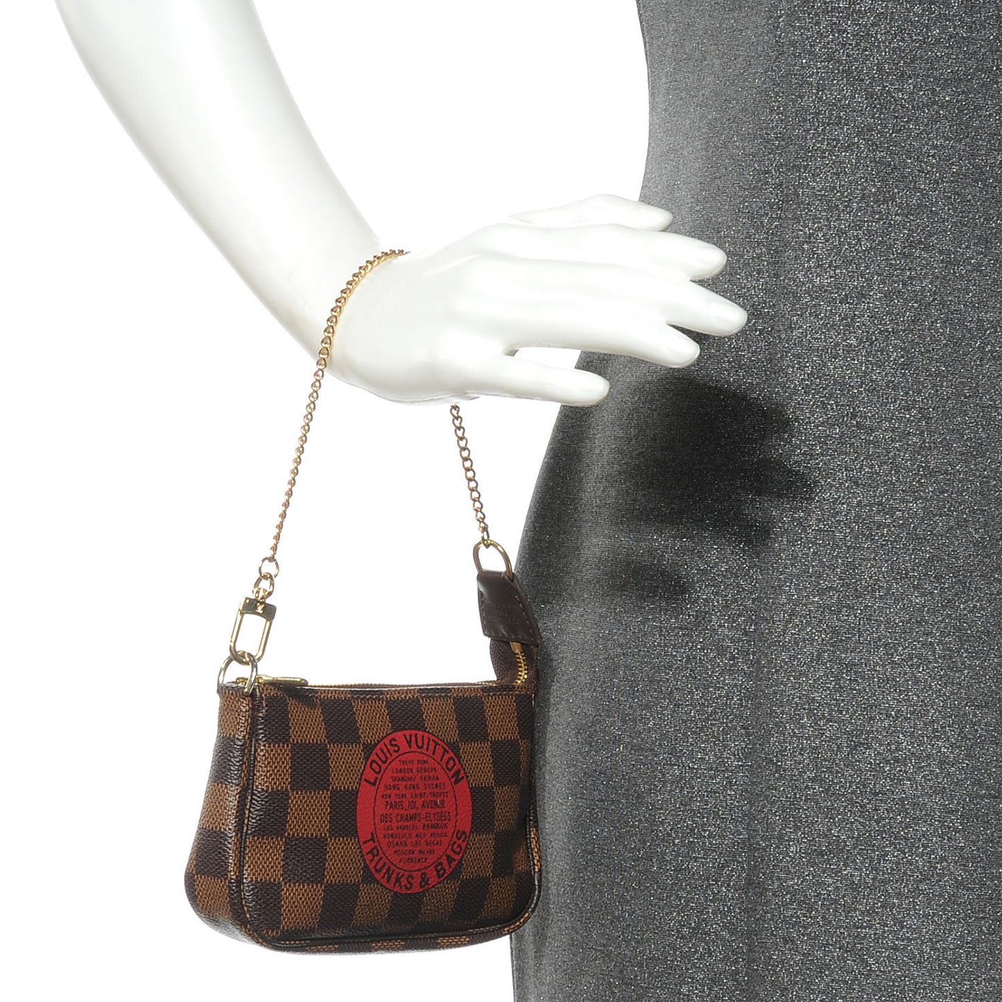 Damier Ebene Complice Trunks and Bags Mini Pochette Accessories Red