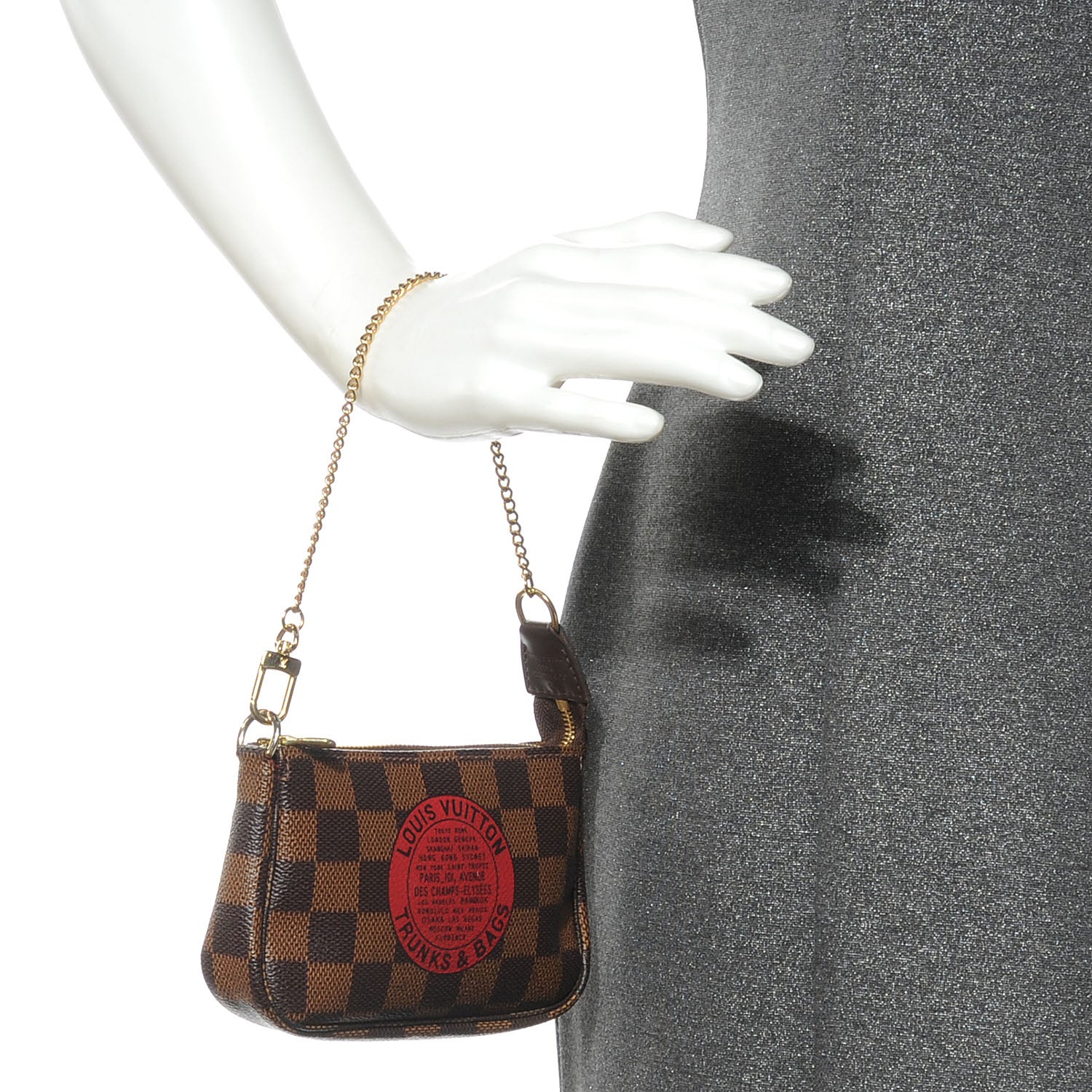 Louis Vuitton Damier Ebene Complice Trunks and Bags Mini Pochette Accessories Red 3 of 8
