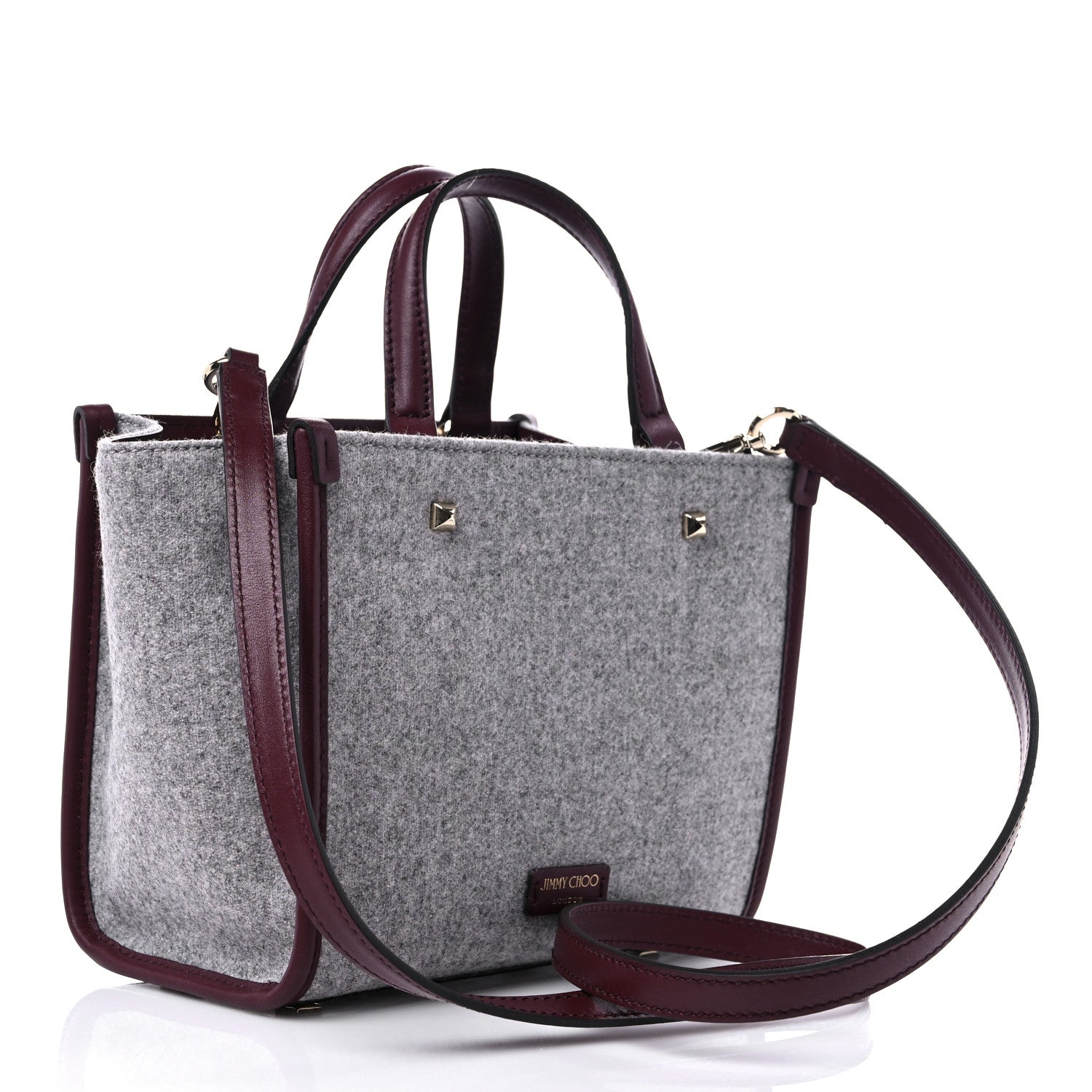 Jimmy Choo Felt Varenne Tote Marl Grey Burgundy 2 of 9