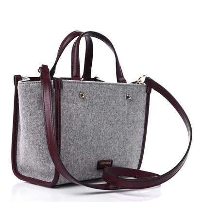 Jimmy Choo Felt Varenne Tote Marl Grey Burgundy 2 of 9