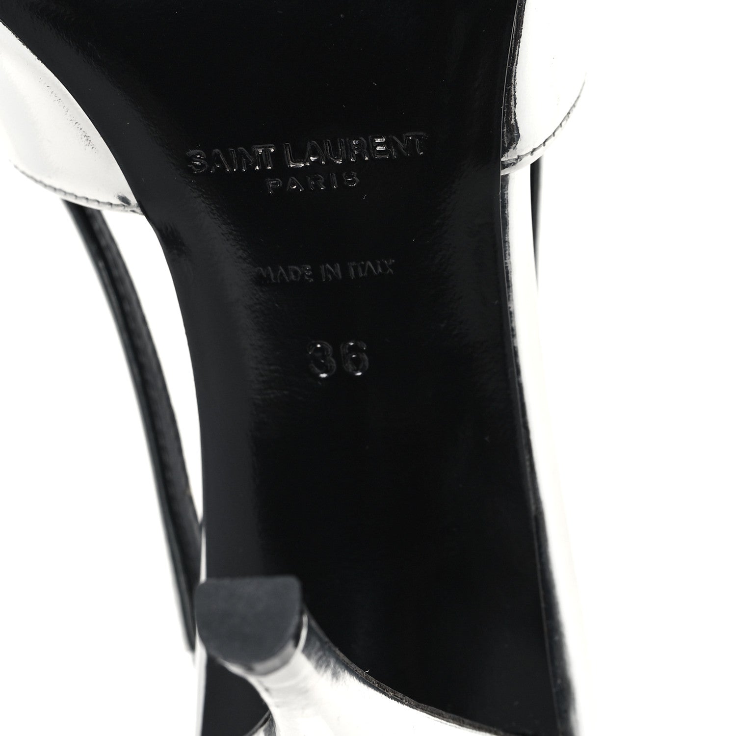 Saint Laurent Patent Tom 90 Dream Slingback Pumps 36 Argento 7 of 10