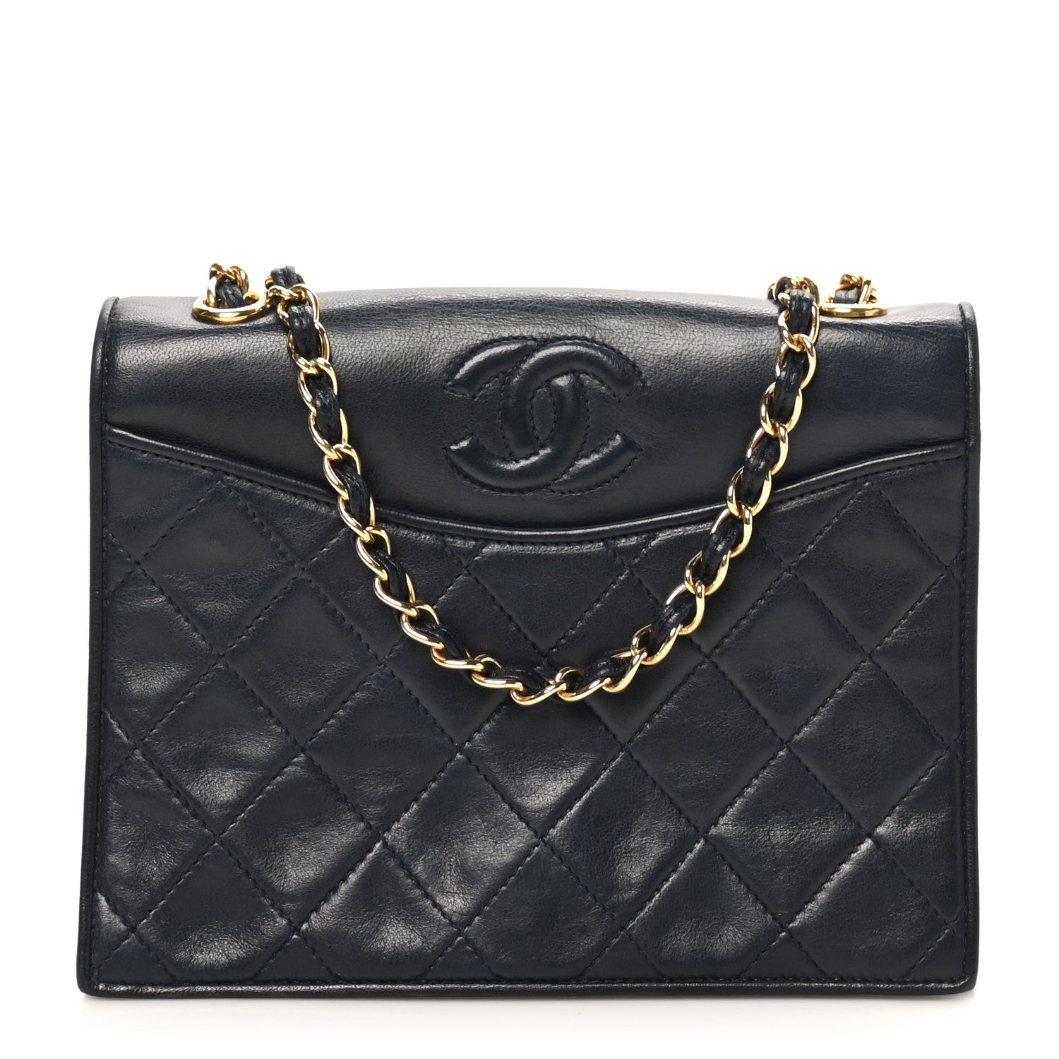 Chanel Lambskin Quilted Timeless CC Small Single Flap Navy Blue 1 of 10