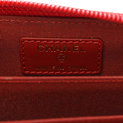 Chanel Caviar Quilted Boy Zip Around Coin Purse Wallet Red 6 of 7