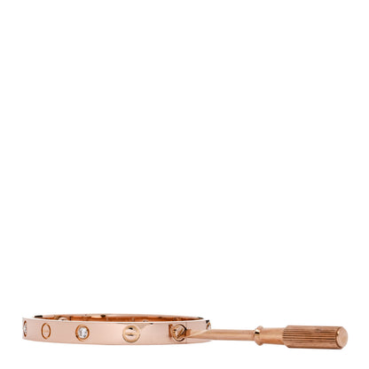 Cartier 18K Pink Gold 4 Diamond LOVE Bracelet 16 3 of 9