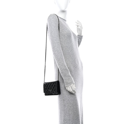 Chanel Patent Quilted Wallet On Chain WOC Black 2 of 15