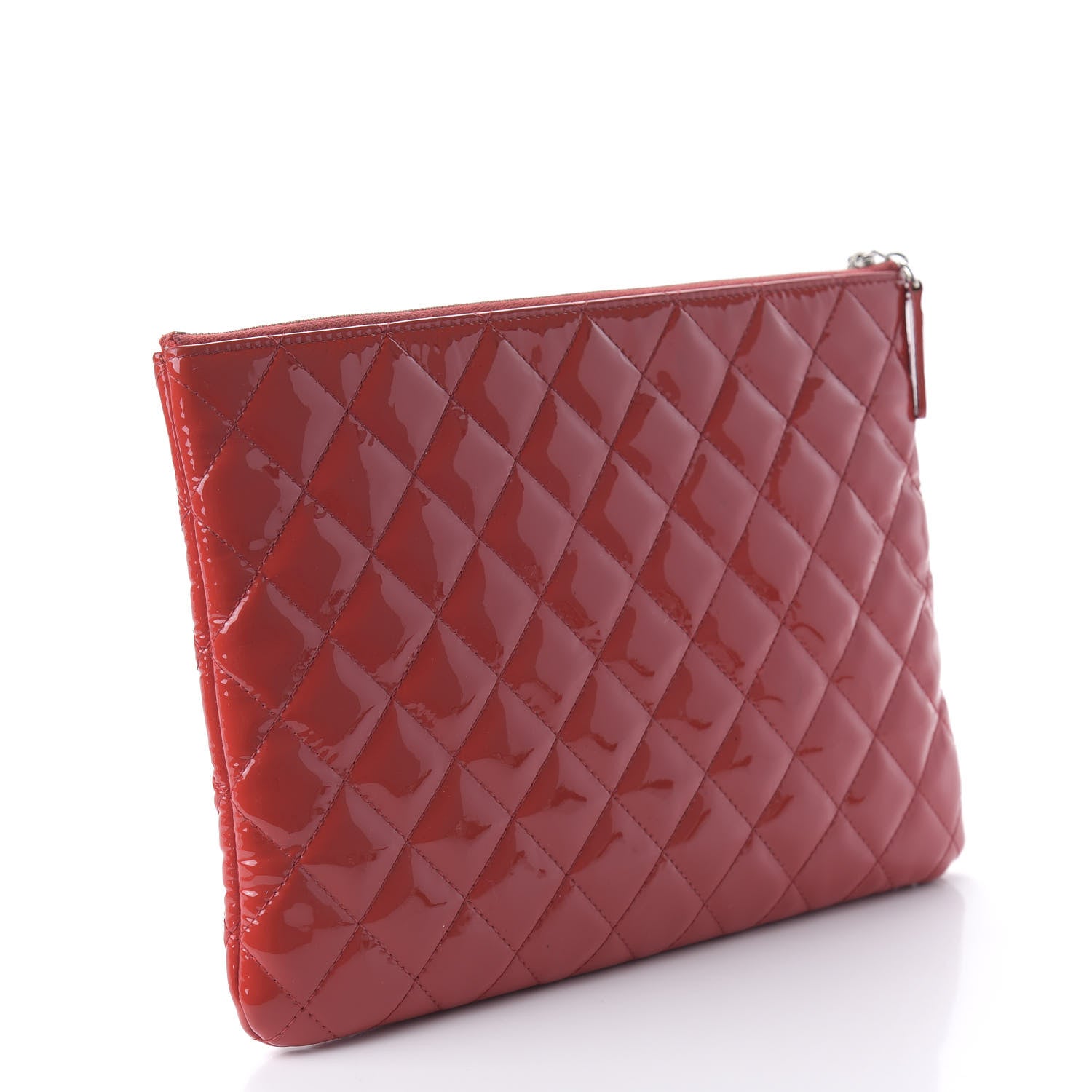 Chanel Patent Calfskin Quilted Valentine Hearts Medium O Cosmetic Case Red 3 of 10