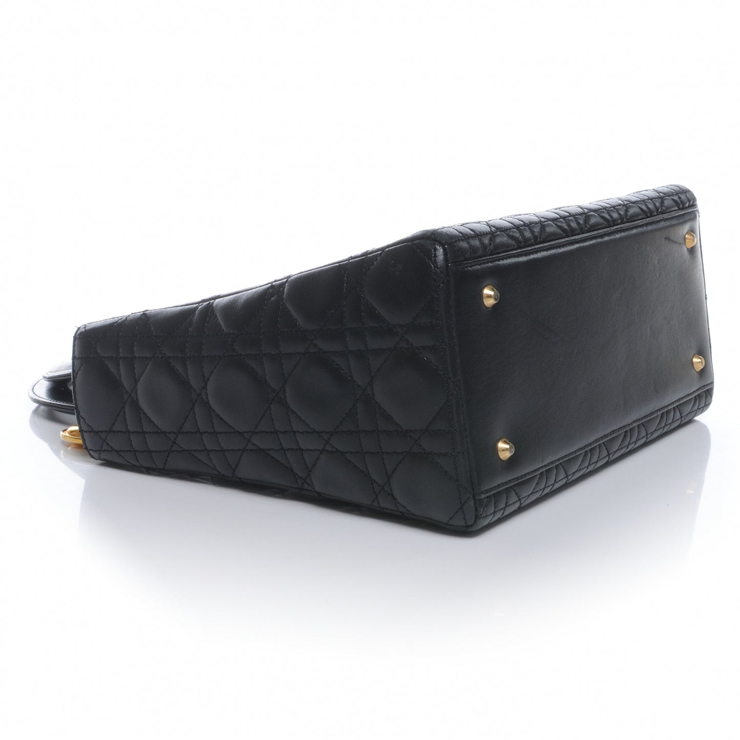 CHRISTIAN DIOR Lambskin Cannage Medium Lady Dior Black