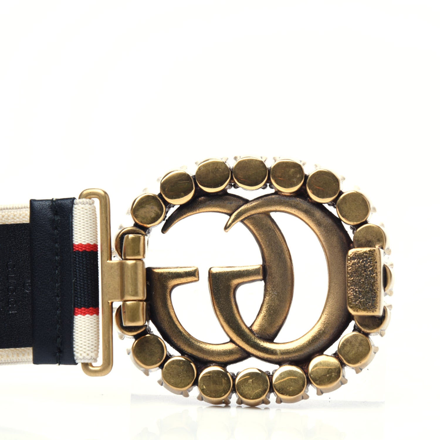 Gucci Jacquard Crystal Stripe Double G Belt 100 40 White 3 of 7