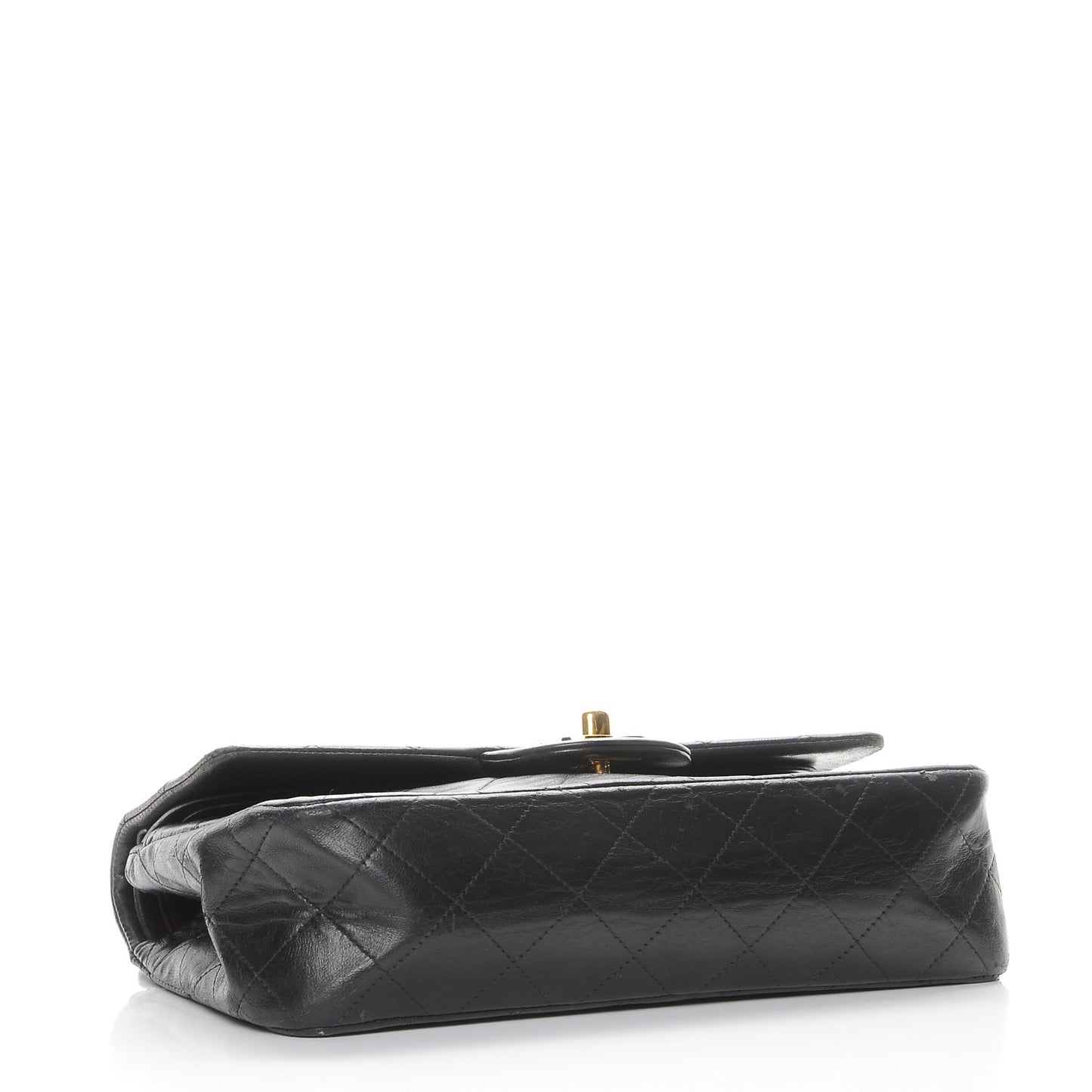 Lambskin Quilted Medium Double Flap Black