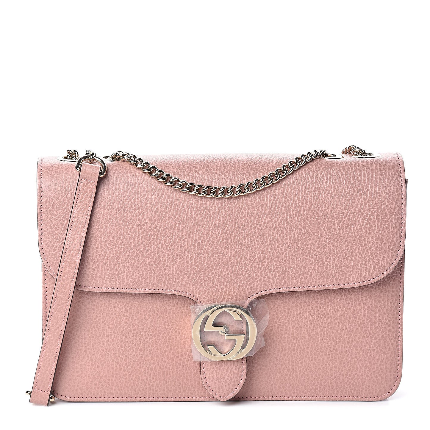 Dollar Calfskin Interlocking G Shoulder Bag Soft Pink