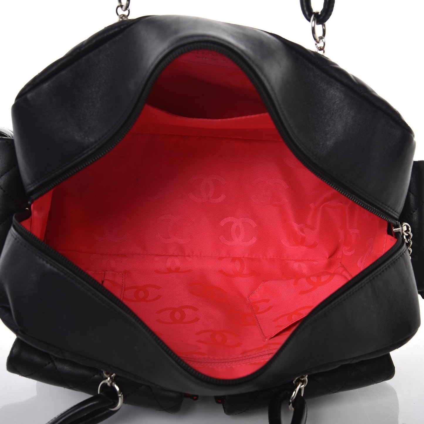 Calfskin Quilted Large Cambon Multipocket Reporter Black