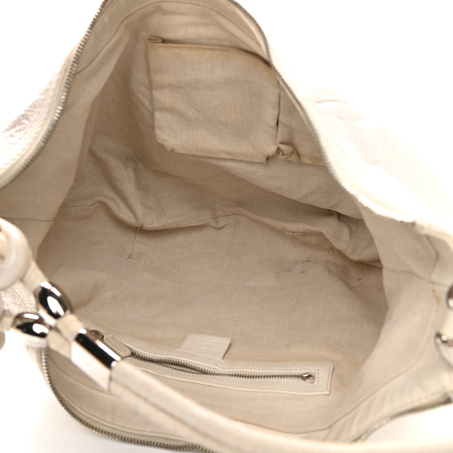 Gucci Guccissima Medium Techno Horsebit Hobo White 5 of 20
