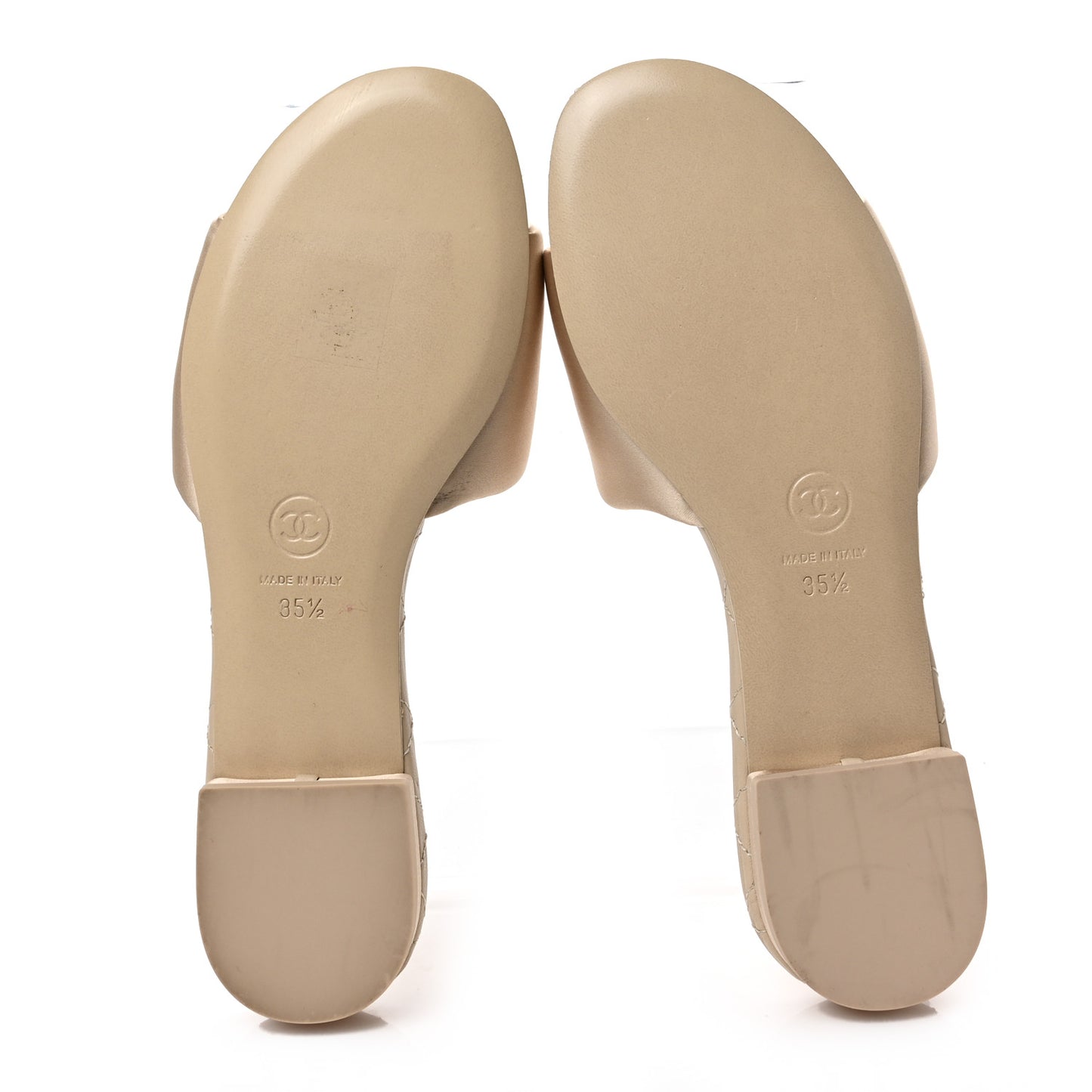 Satin Mule Sandals 35.5 Beige