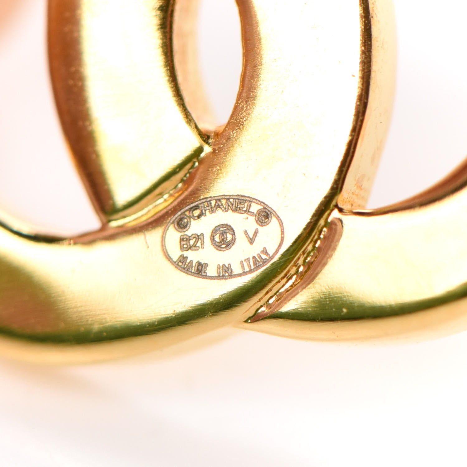 Chanel Metal CC Paris Button Stud Earrings Gold 4 of 4