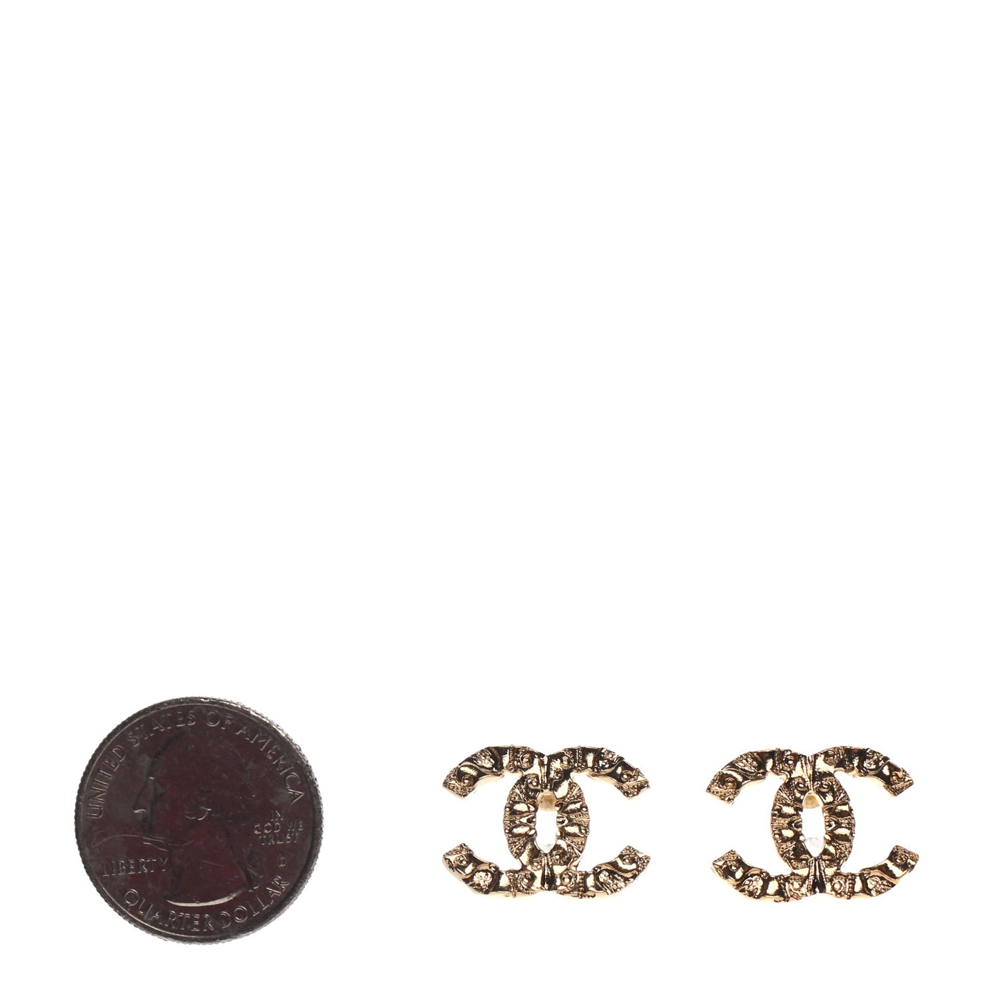 Metal Textured CC Earrings Gold