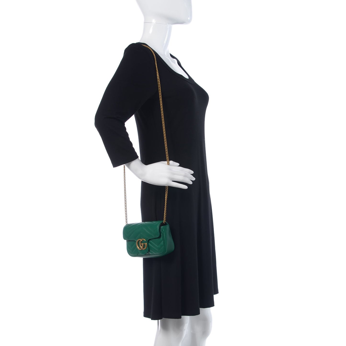 Calfskin Matelasse Super Mini GG Marmont Shoulder Bag Emerald Green