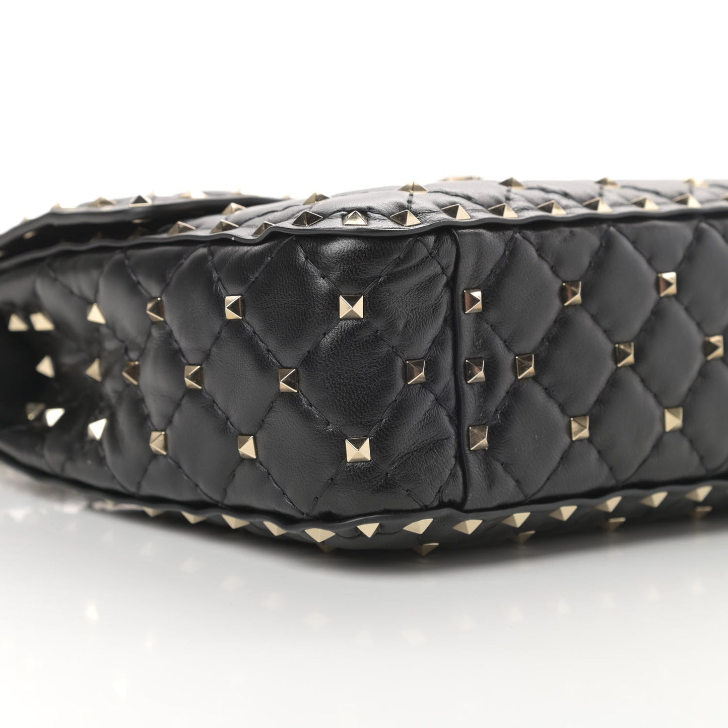 Lambskin Medium Rockstud Spike Shoulder Bag Black