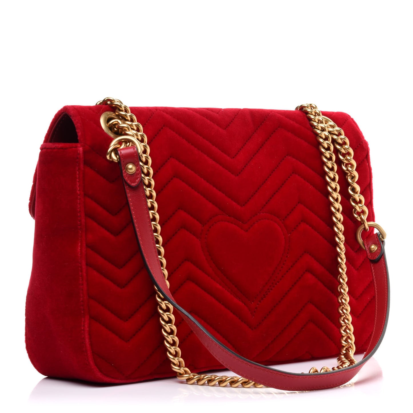 Velvet Matelasse Medium GG Marmont Shoulder Bag Hibiscus Red
