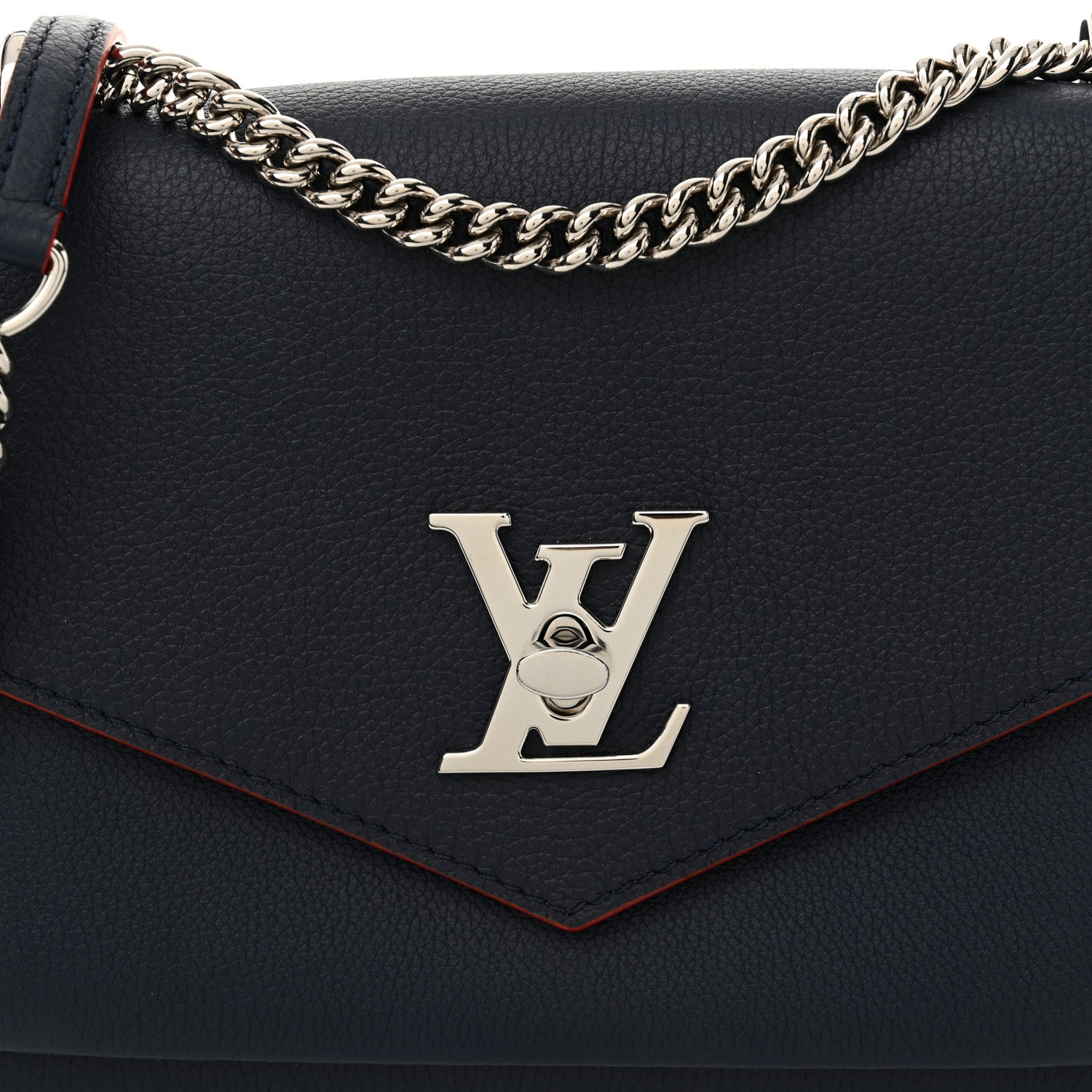 Louis Vuitton Soft Calfskin My Lockme Chain Bag BB Marine Rouge 7 of 9